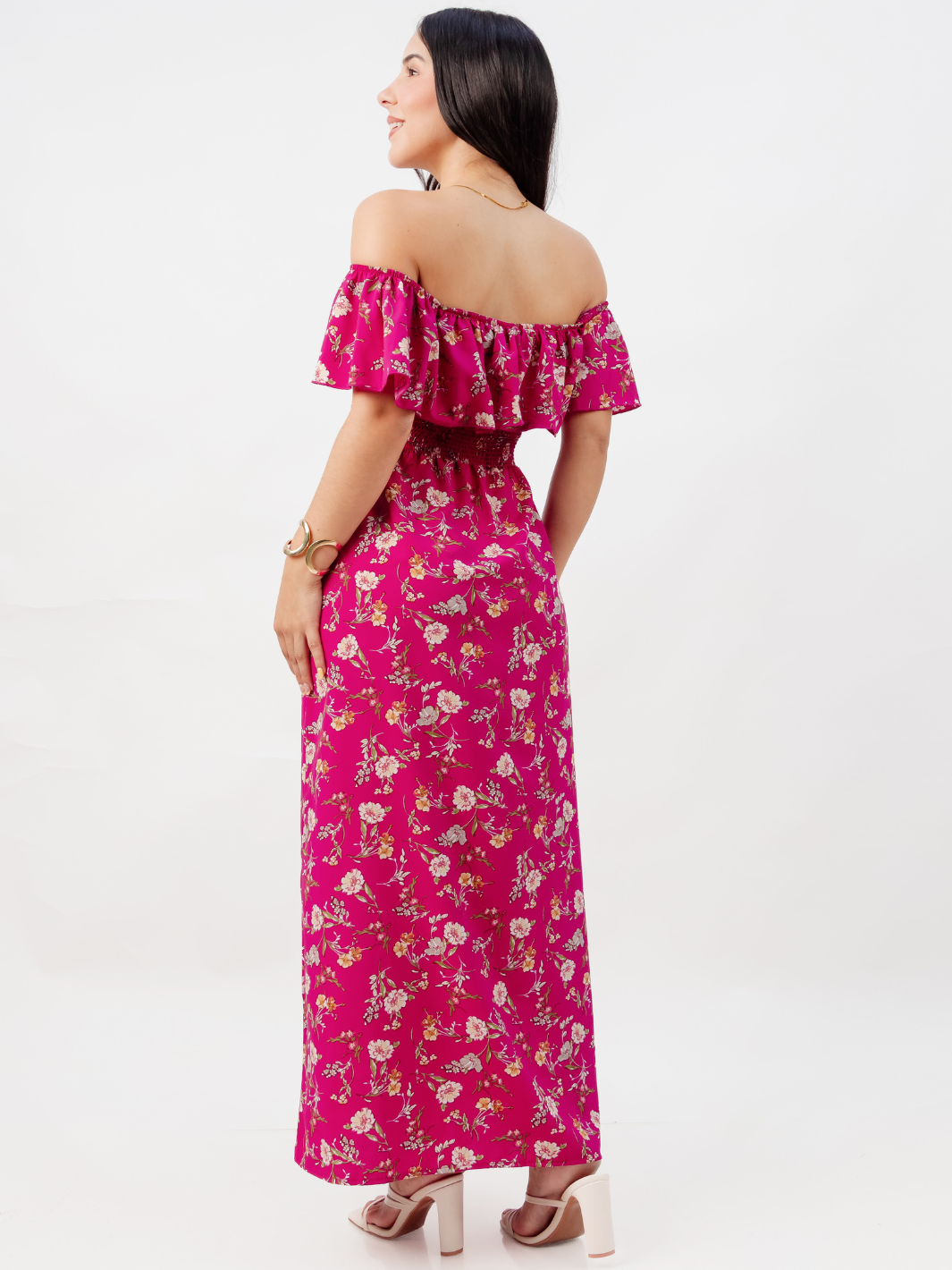 VESTIDO RUMBERO CASUAL LARGO MINERVA MAGENTA