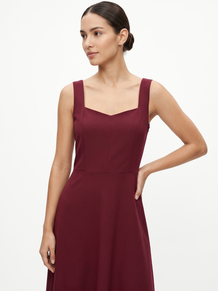VESTIDO MIDI EN CORTE A SALLY VINO