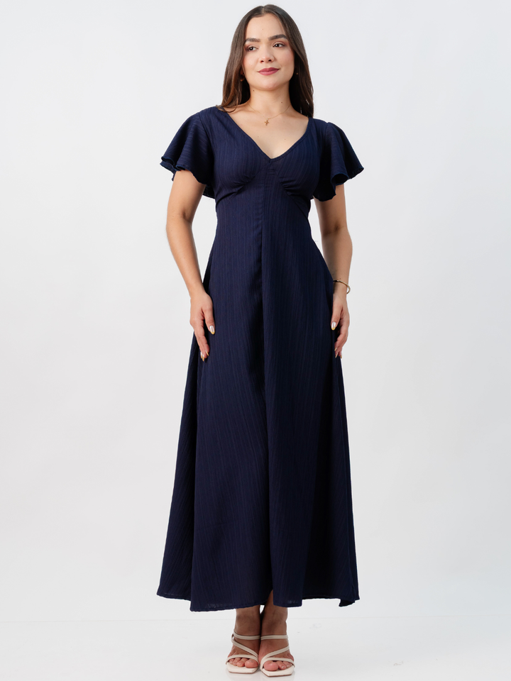 VESTIDO LARGO CORTE A BRENDA AZUL NOCHE