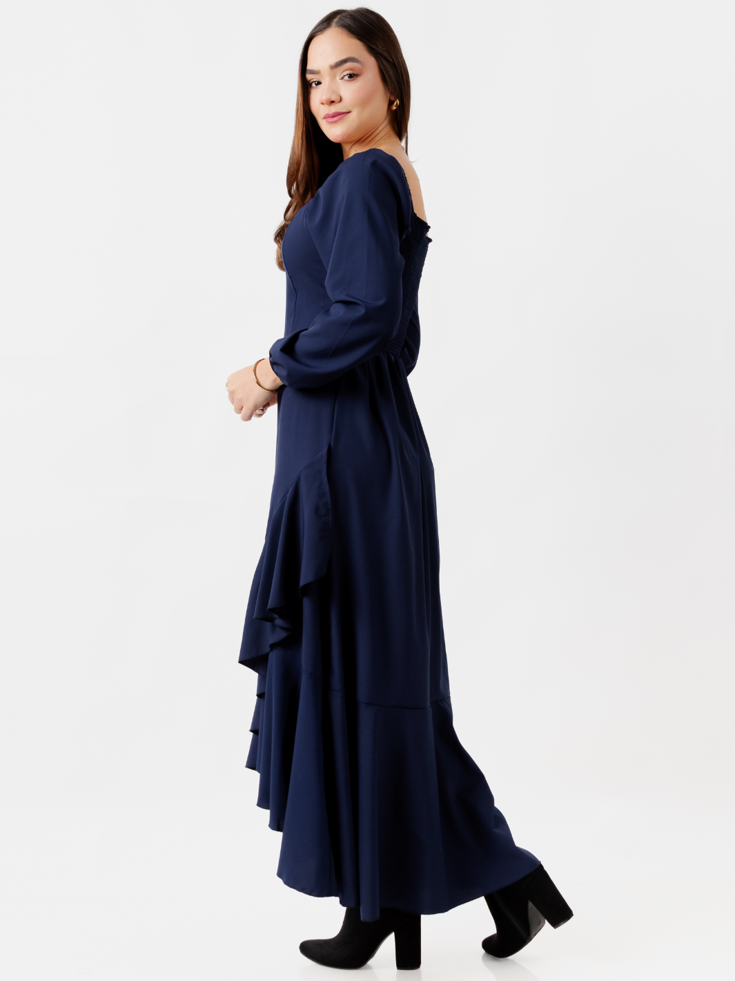 VESTIDO CON BOBO EN LA FALDA SOFIA AZUL