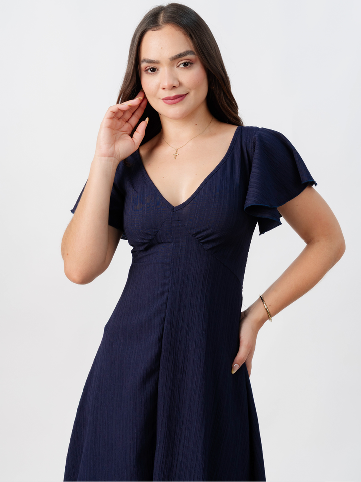 VESTIDO LARGO CORTE A BRENDA AZUL NOCHE