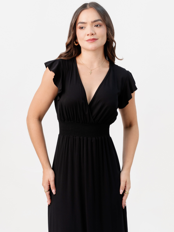 VESTIDO CASUAL LARGO SAYURI NEGRO