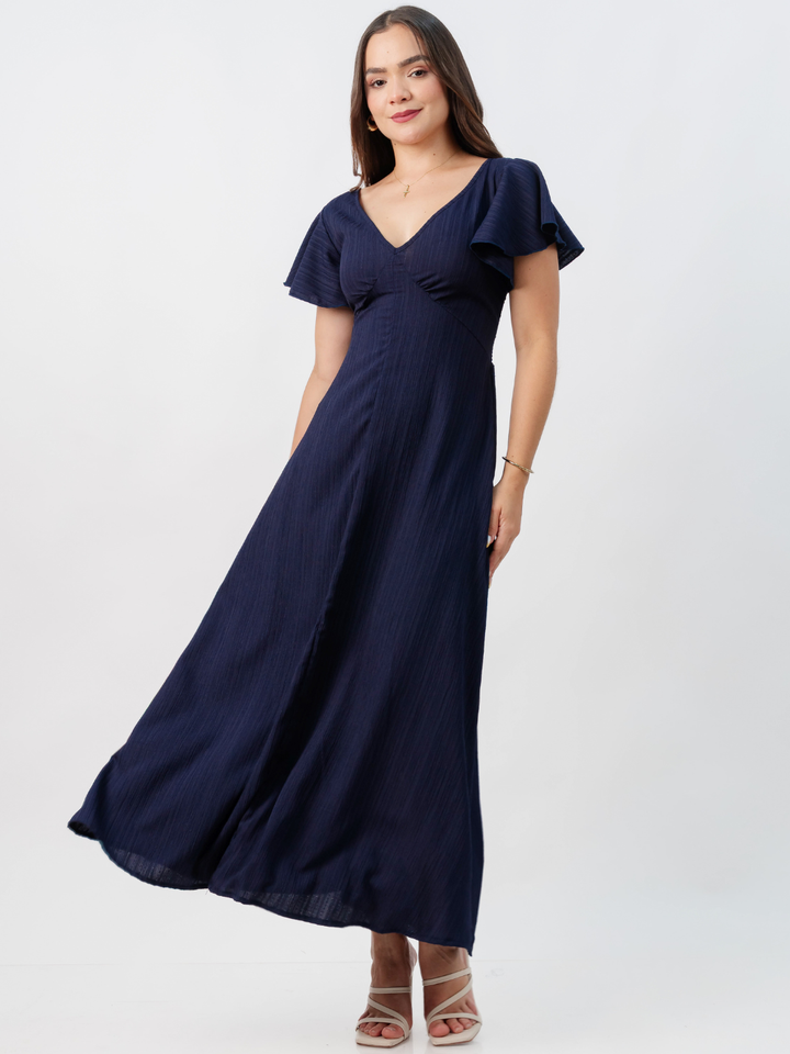 VESTIDO LARGO CORTE A BRENDA AZUL NOCHE