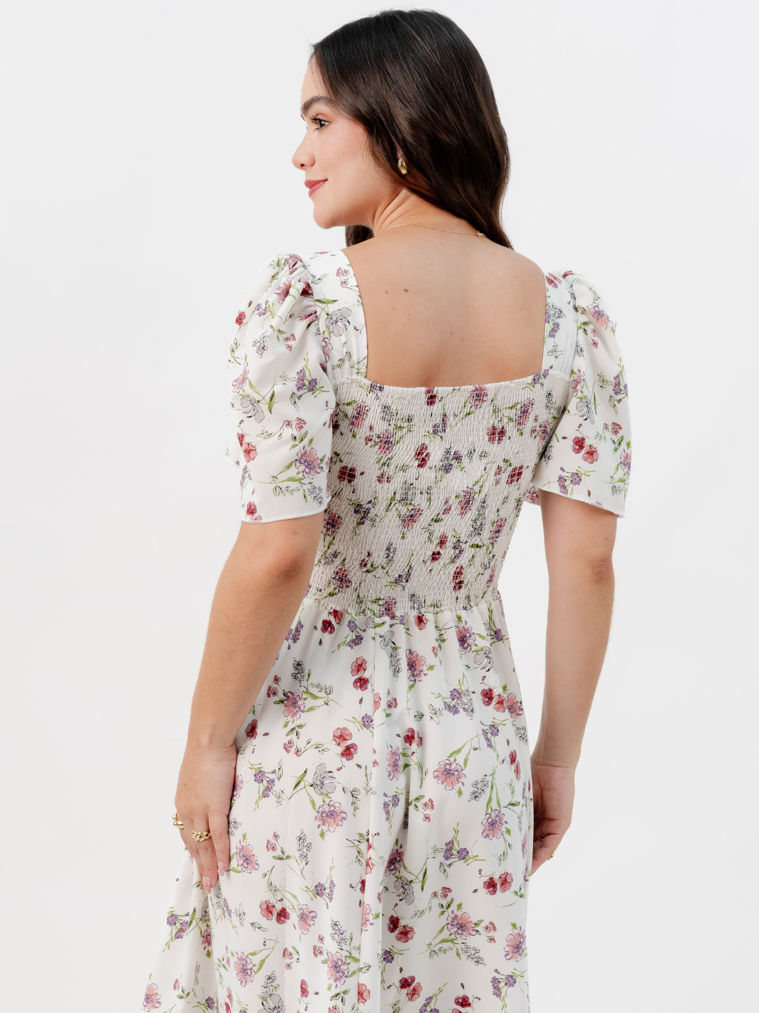 VESTIDO CASUAL LARGO LUCRECIA PERLA FLOREADO