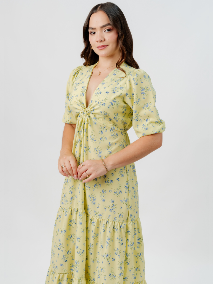 VESTIDO CASUAL LARGO TIZIANA VERDE LIMON