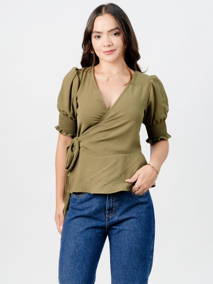BLUSA PEPLUM ENVOLVENTE JACKIE VERDE