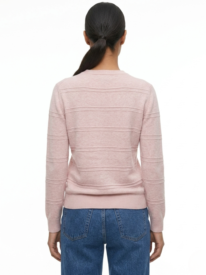 CHOMPA TEJIDA CON CUELLO REDONDO CANI ROSA