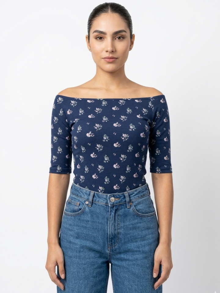 POLO BASICO CUELLO OJAL MAYA AZUL FLORES