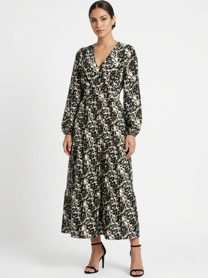 VESTIDO CASUAL CON FALDA EN TIEMPOS MEILYN ANIMAL PRINT