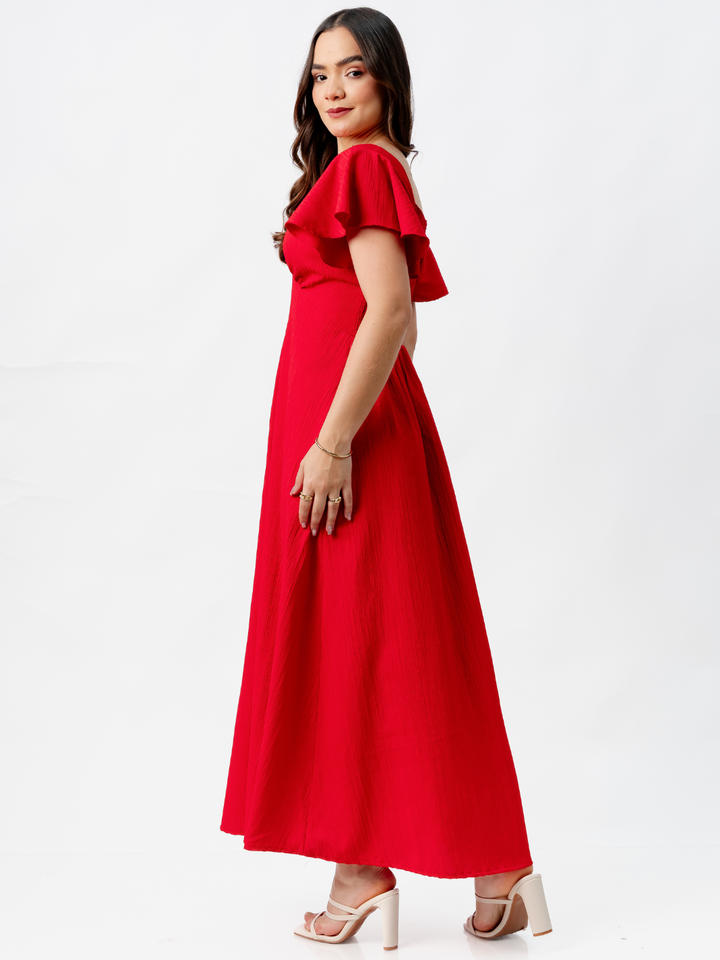 VESTIDO LARGO CORTE A BRENDA ROJO