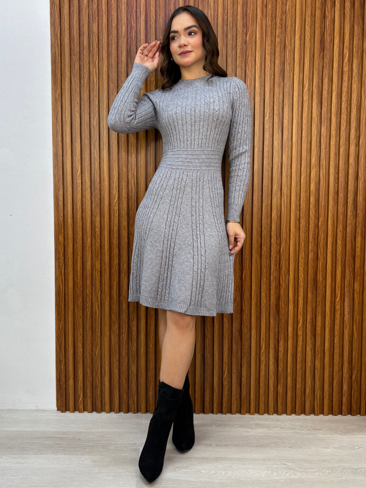VESTIDO TEJIDO EN CORTE A LUA MELANGE