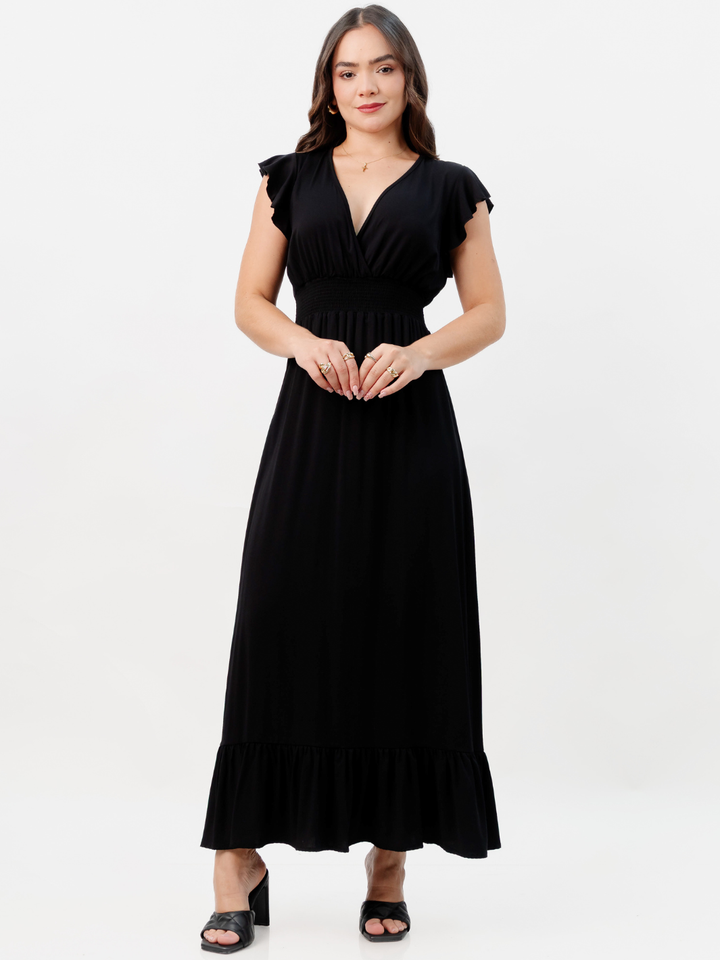 VESTIDO CASUAL LARGO SAYURI NEGRO