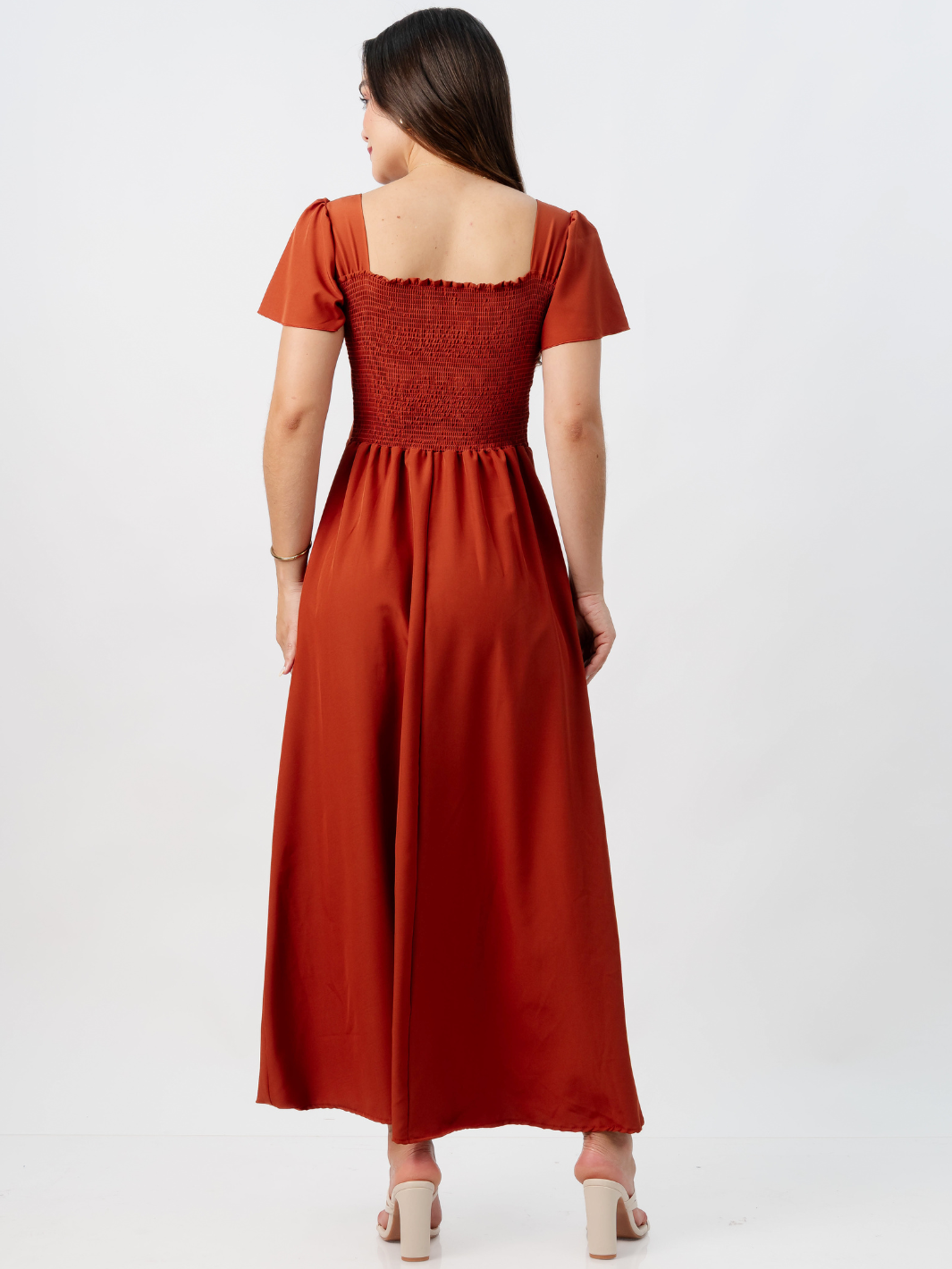 VESTIDO CASUAL LARGO AMELIA RUST