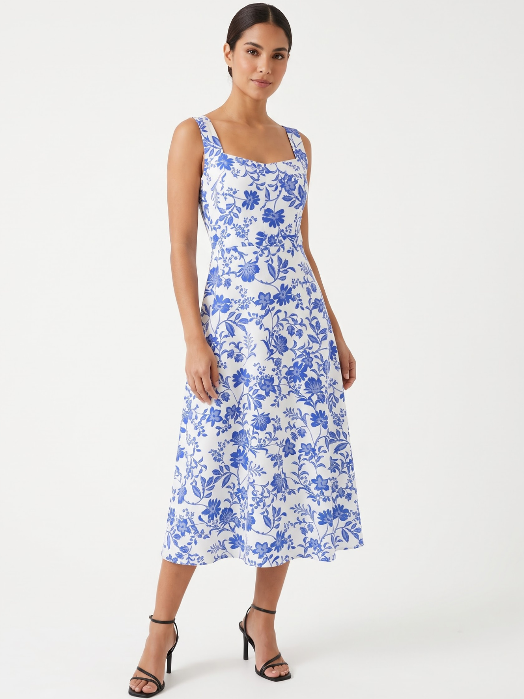 VESTIDO MIDI EN CORTE A SALLY PERLA FLOREADO