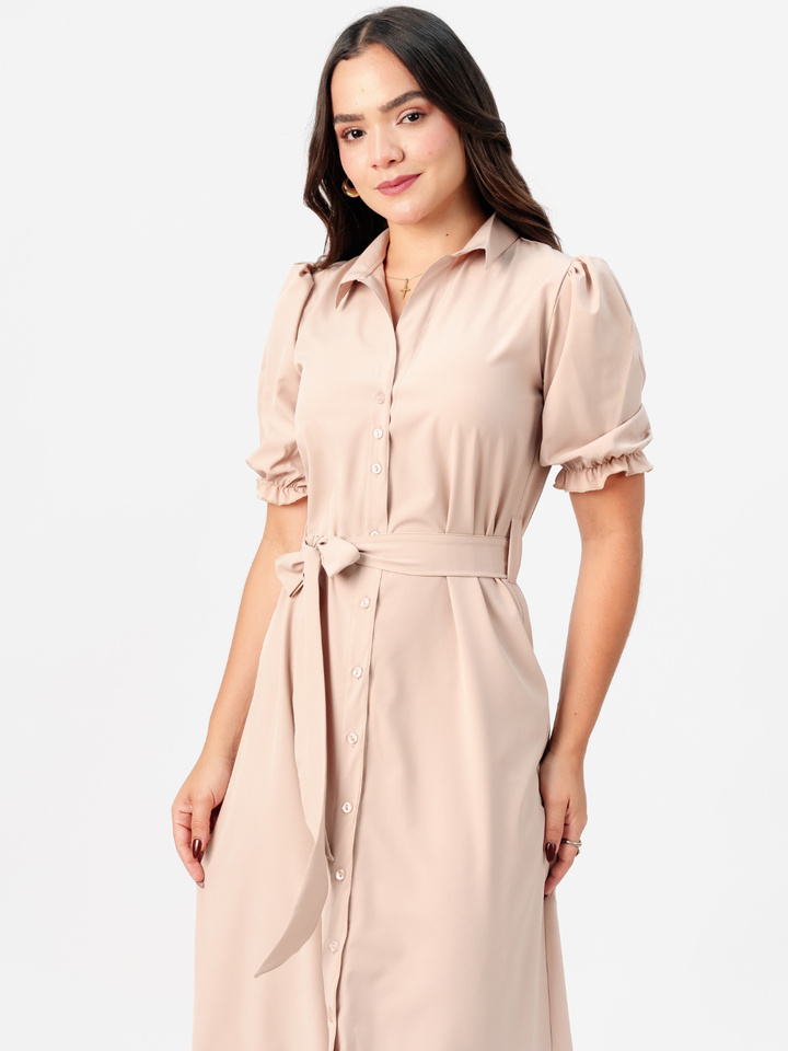 VESTIDO CAMISERO CON CINTURON ASIA NUDE