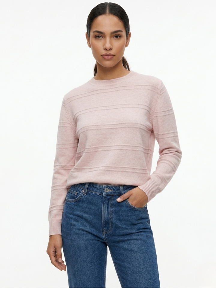 CHOMPA TEJIDA CON CUELLO REDONDO CANI ROSA