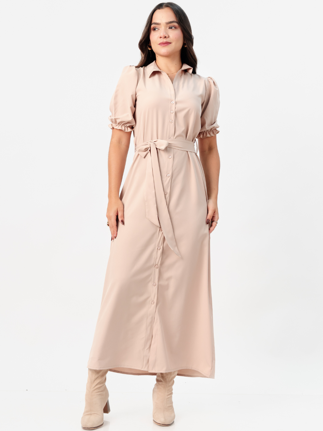 VESTIDO CAMISERO CON CINTURON ASIA NUDE