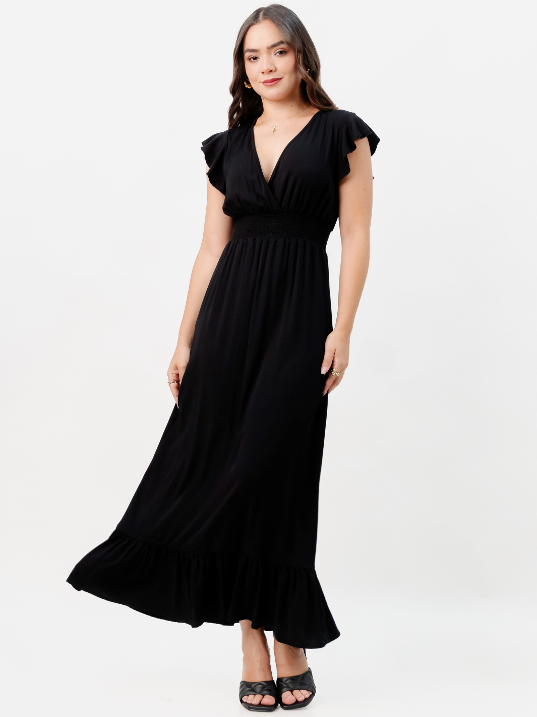 VESTIDO CASUAL LARGO SAYURI NEGRO