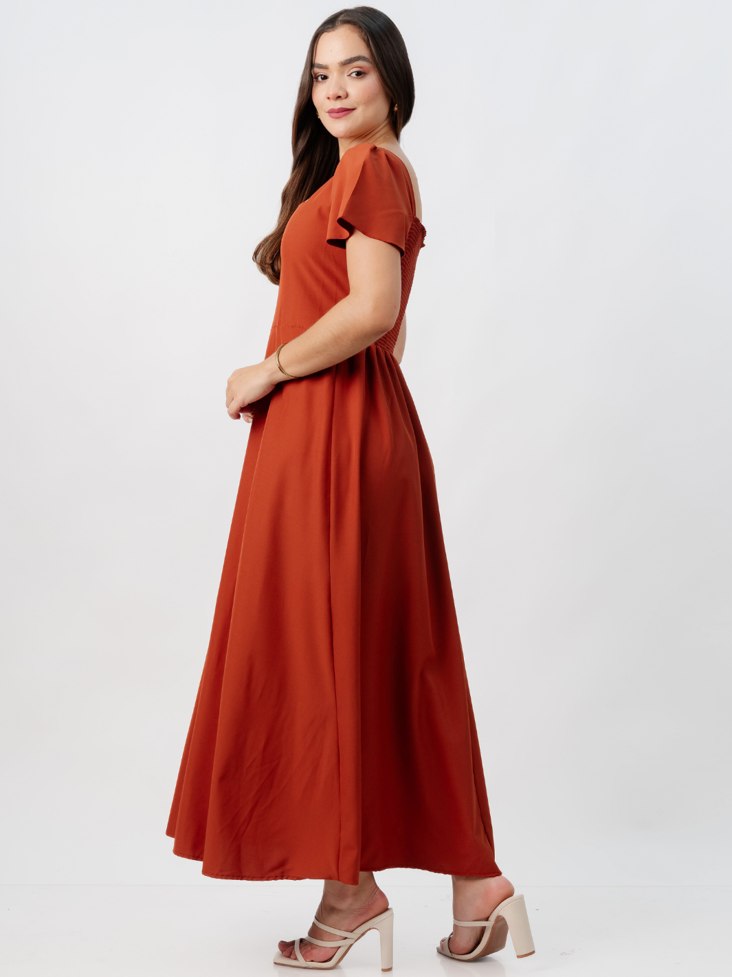 VESTIDO CASUAL LARGO AMELIA RUST