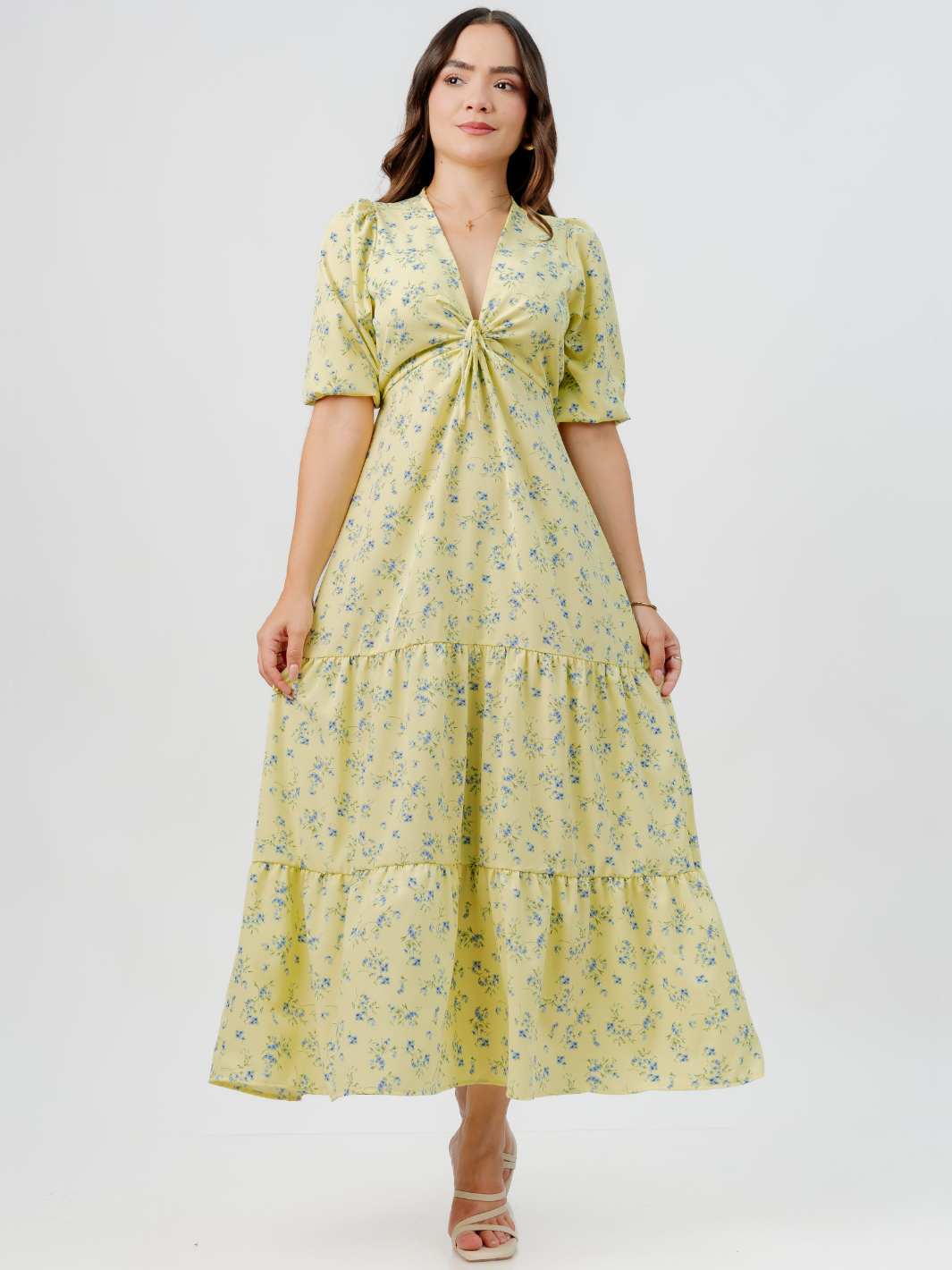 VESTIDO CASUAL LARGO TIZIANA VERDE LIMON