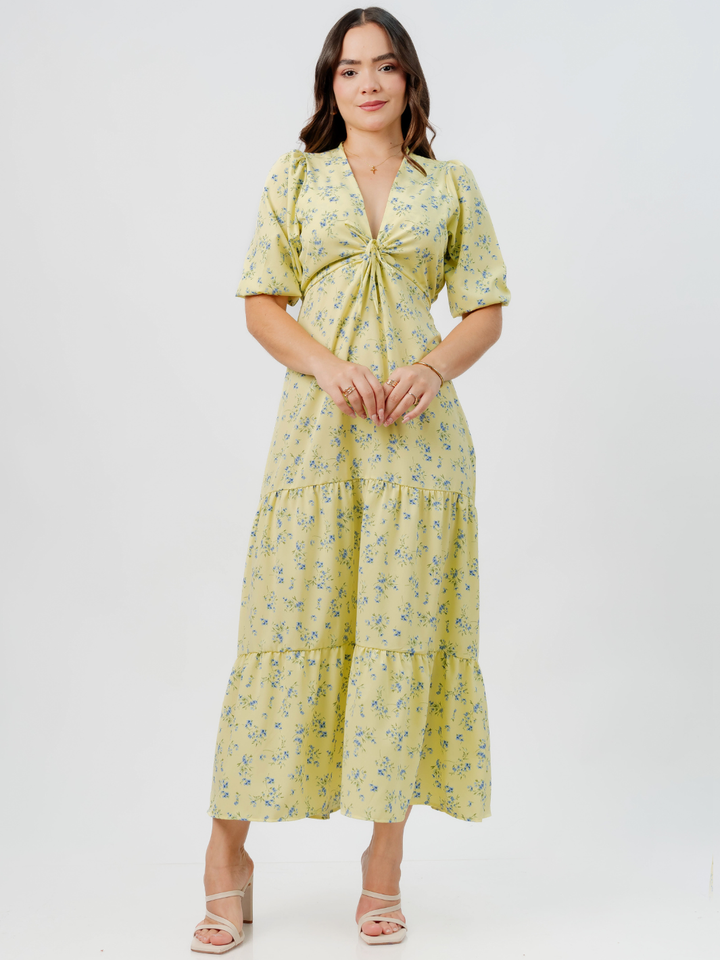 VESTIDO CASUAL LARGO TIZIANA VERDE LIMON