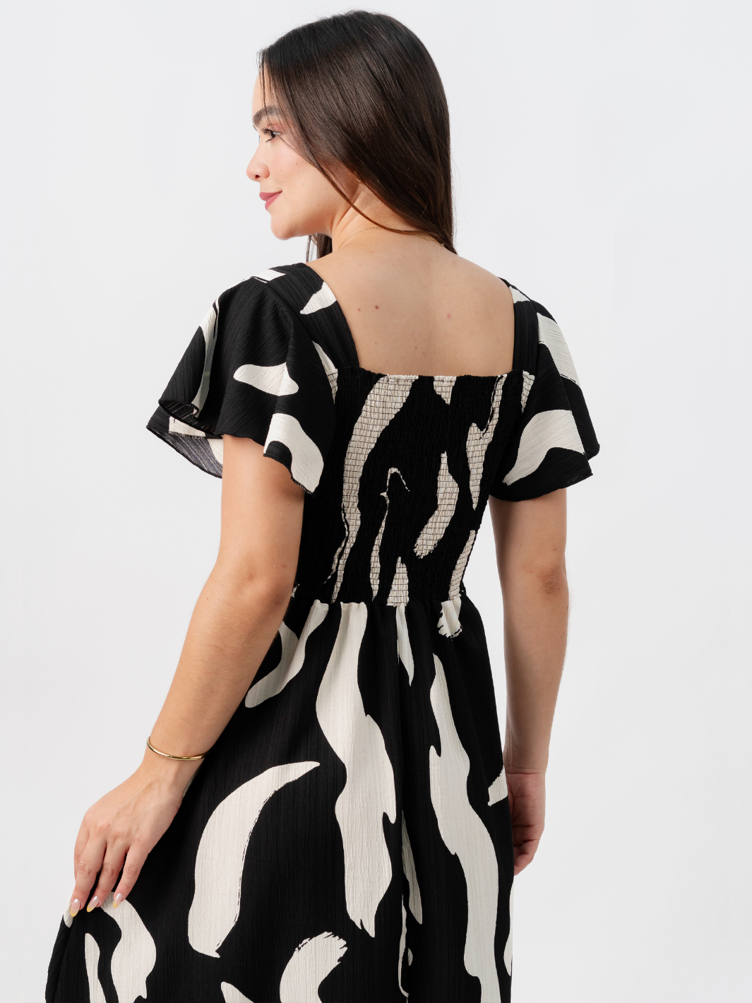 VESTIDO LARGO CORTE A BRENDA NEGRO/PERLA