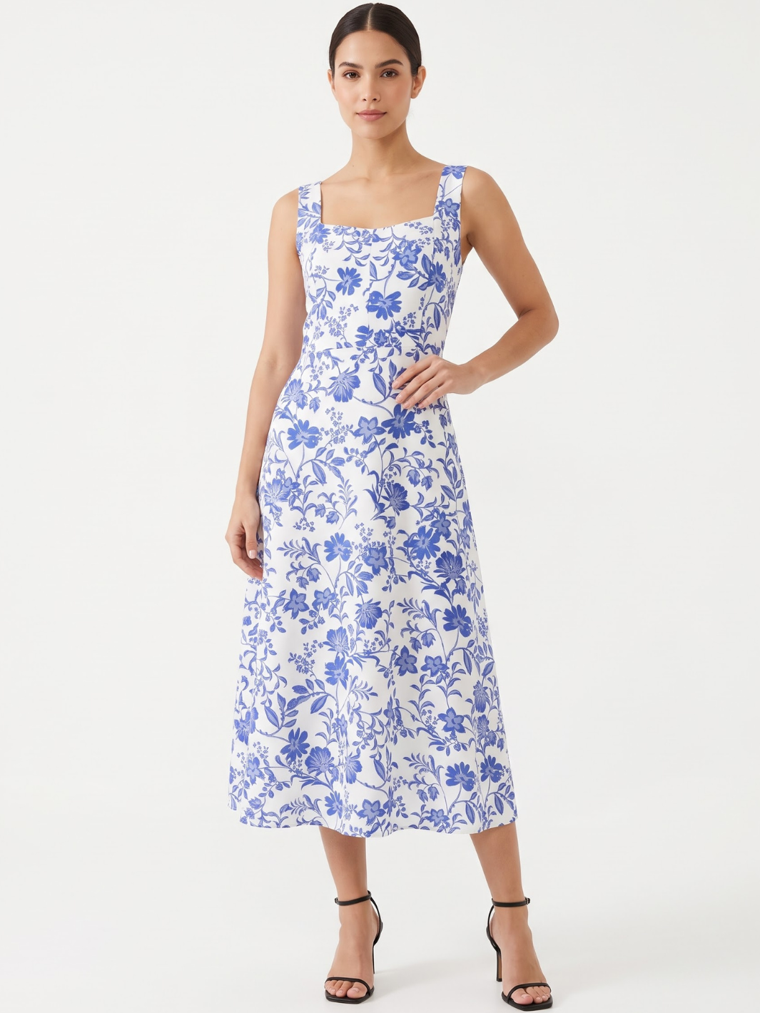 VESTIDO MIDI EN CORTE A SALLY PERLA FLOREADO
