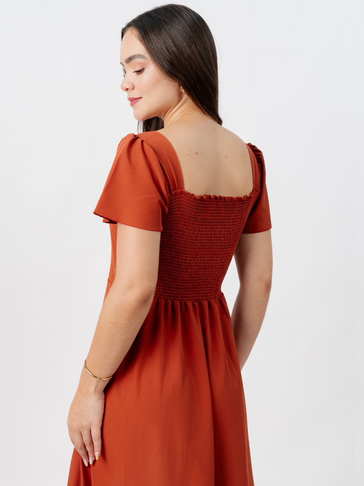 VESTIDO CASUAL LARGO AMELIA RUST