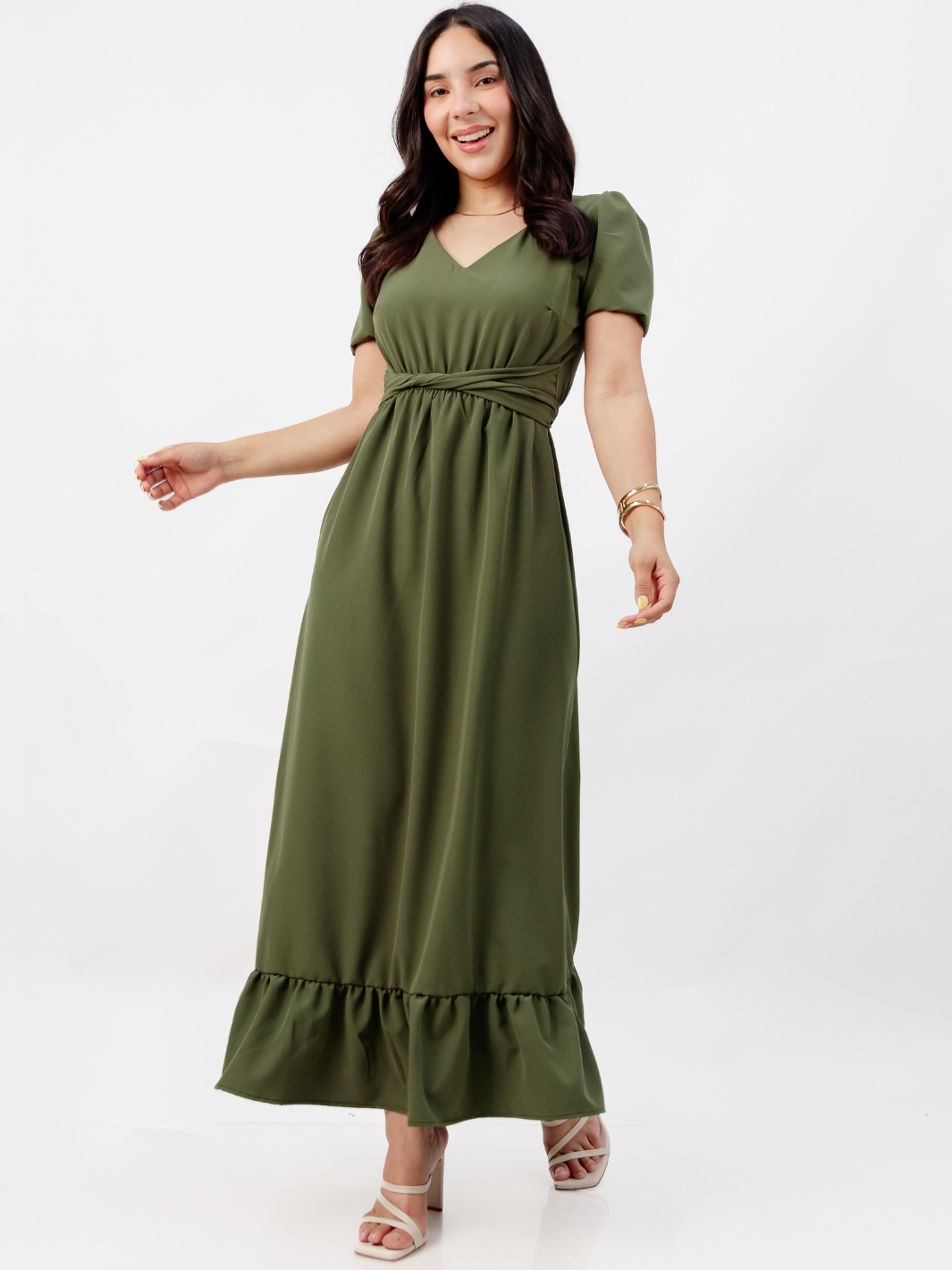 VESTIDO CASUAL LARGO REBECA VERDE