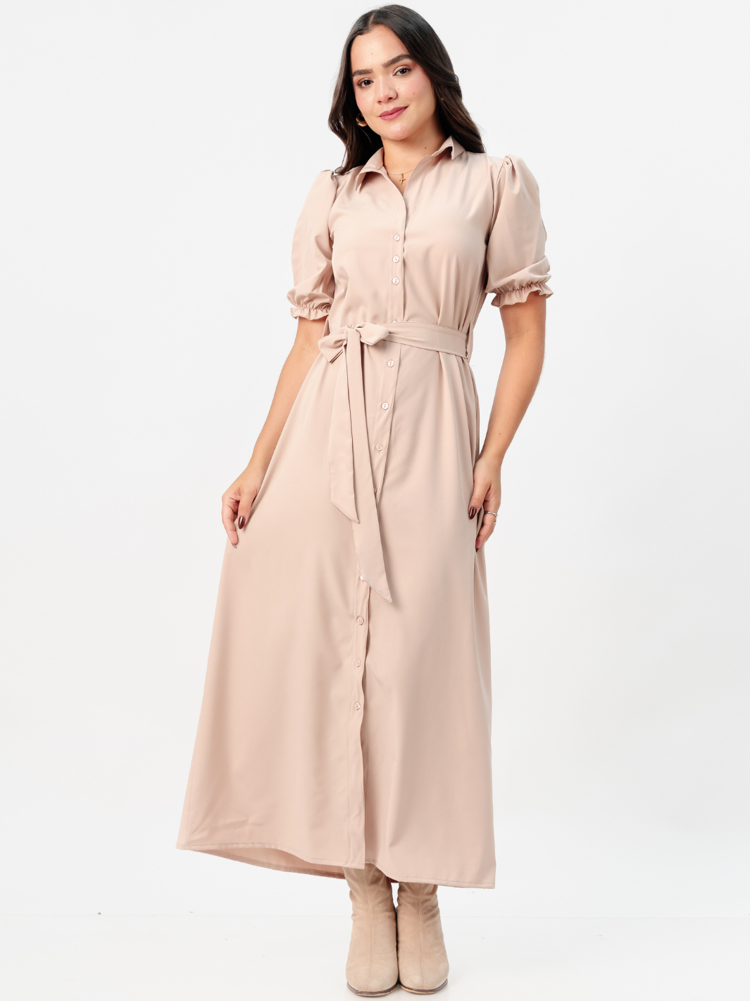 VESTIDO CAMISERO CON CINTURON ASIA NUDE