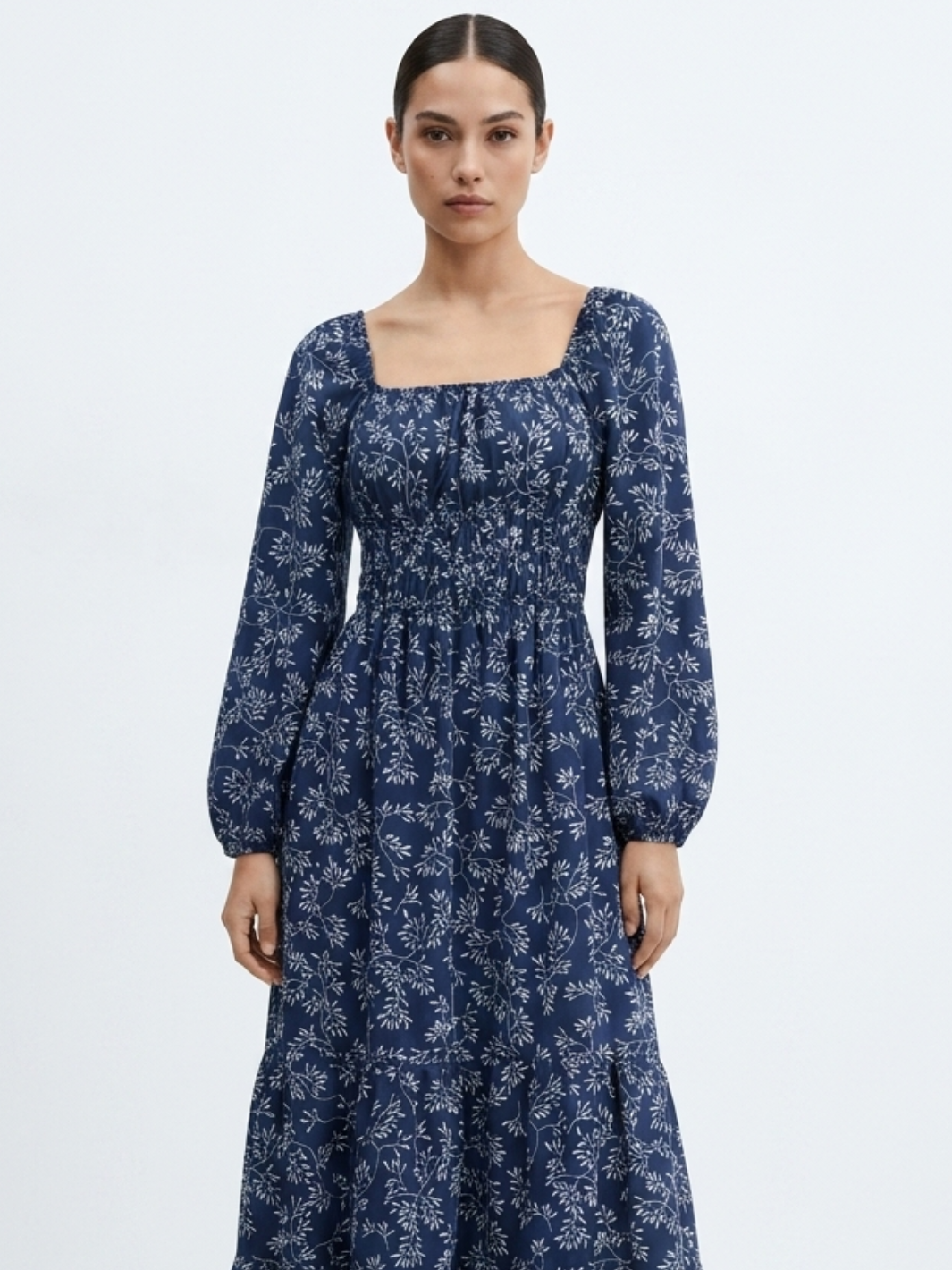 VESTIDO CASUAL LARGO CON FALDA EN TIEMPOS GIORGIA AZUL