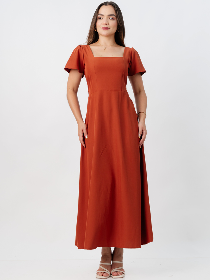 VESTIDO CASUAL LARGO AMELIA RUST