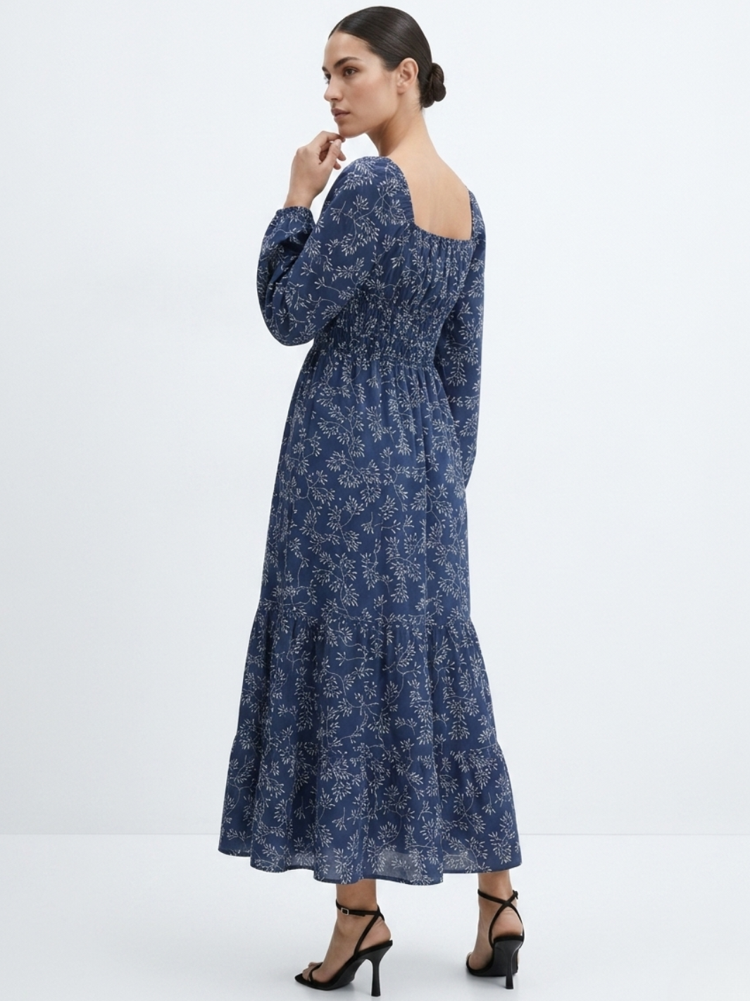 VESTIDO CASUAL LARGO CON FALDA EN TIEMPOS GIORGIA AZUL