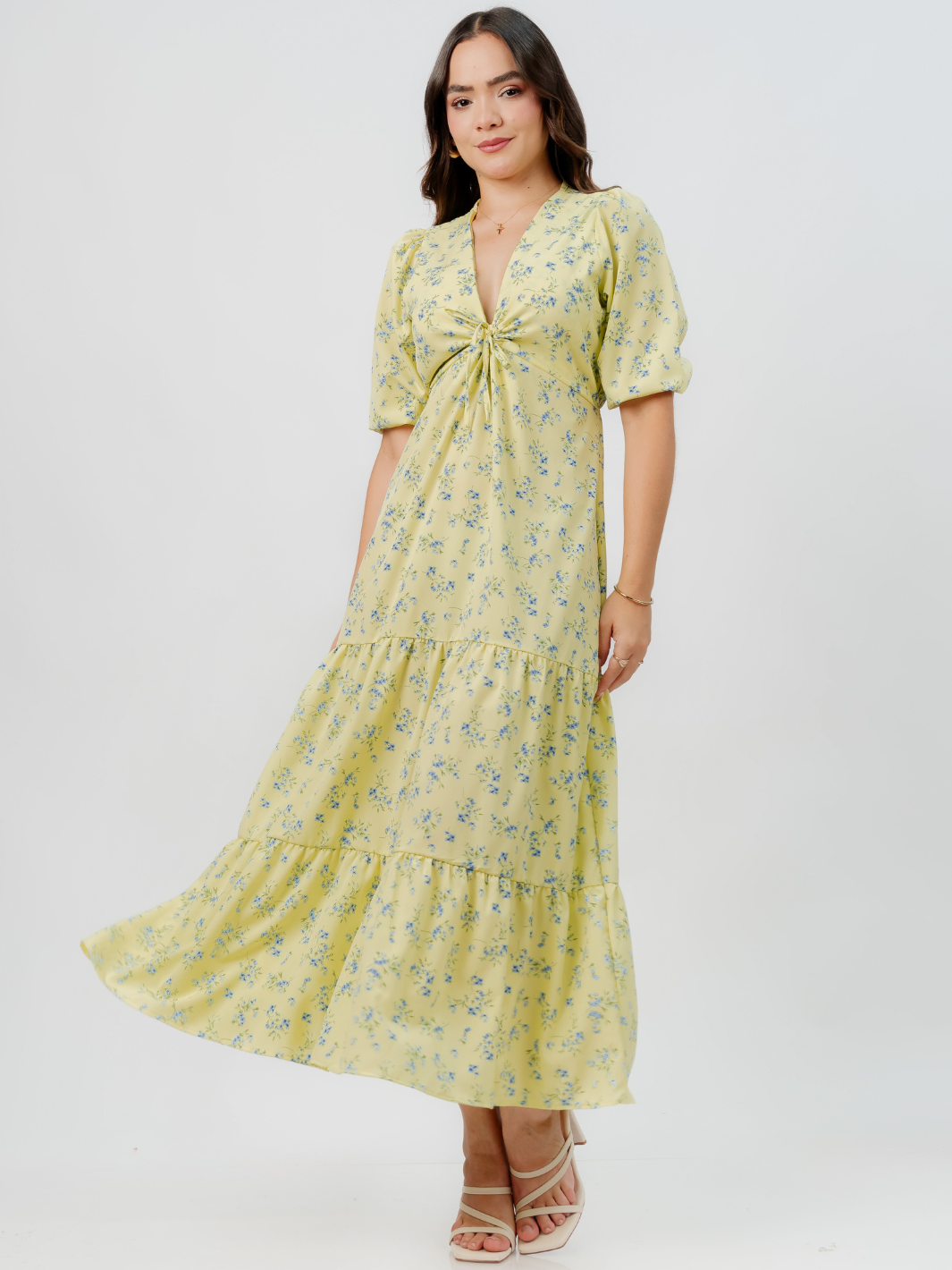 VESTIDO CASUAL LARGO TIZIANA VERDE LIMON