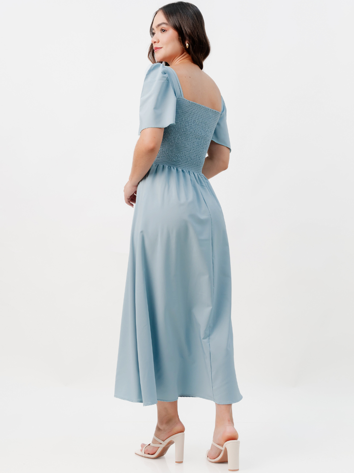 VESTIDO CASUAL LARGO LUCRECIA CEMENTO