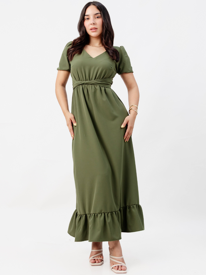 VESTIDO CASUAL LARGO REBECA VERDE