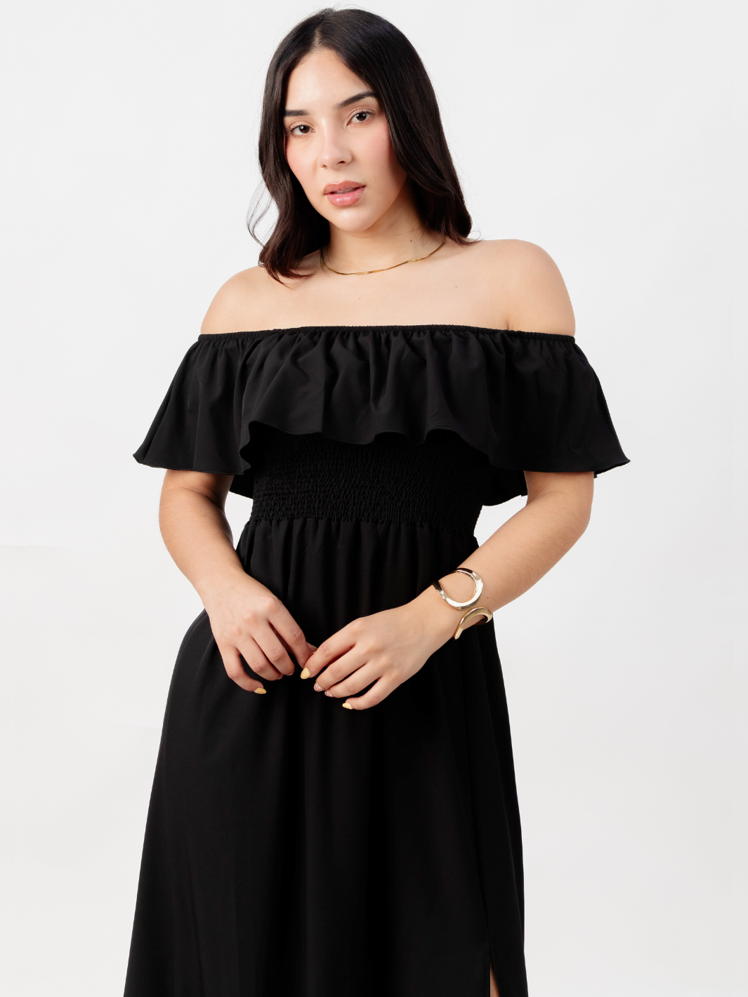 VESTIDO RUMBERO CASUAL LARGO MINERVA NEGRO
