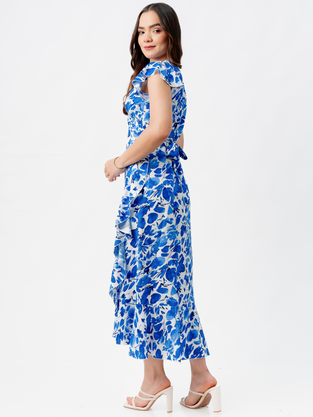 VESTIDO ENVOLVENTE MICAELA AZUL/PERLA