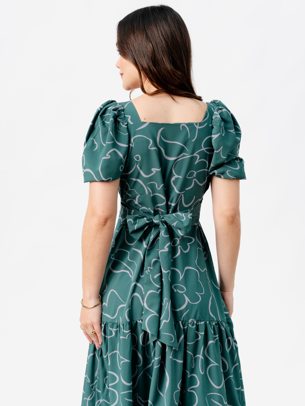 VESTIDO CASUAL LARGO CON LAZO TILZA VERDE