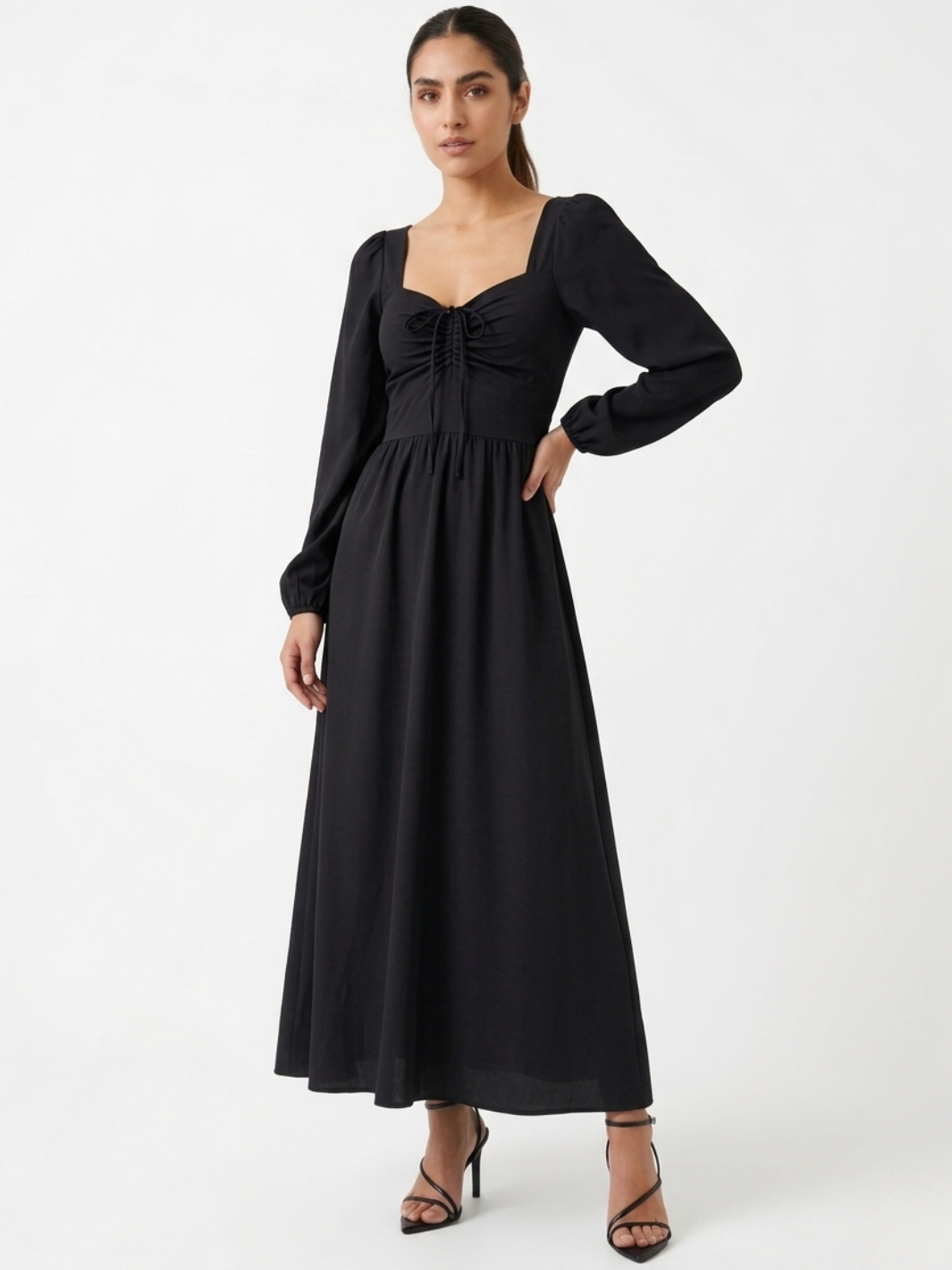 VESTIDO CASUAL LARGO LUNA NEGRO