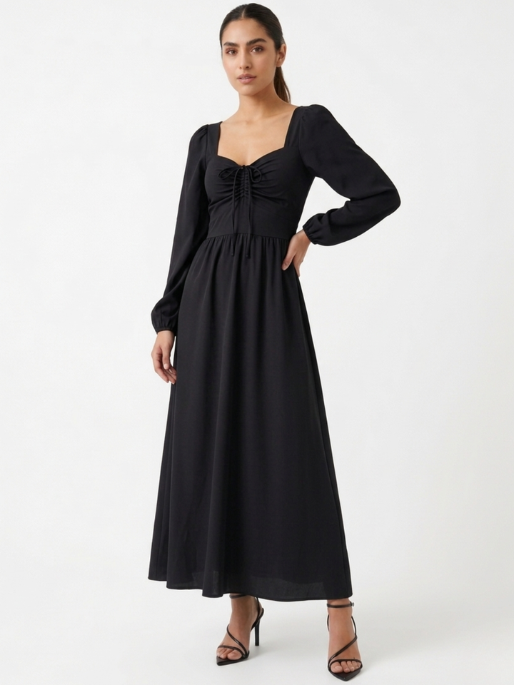 VESTIDO CASUAL LARGO LUNA NEGRO