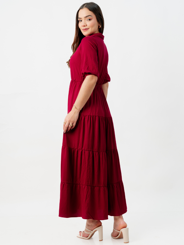 VESTIDO CAMISERO CON FALDA EN TIEMPOS ZAMIRA VINO