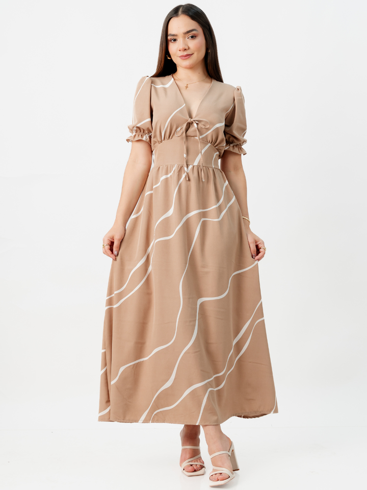 VESTIDO CASUAL LARGO THIANA CAMEL