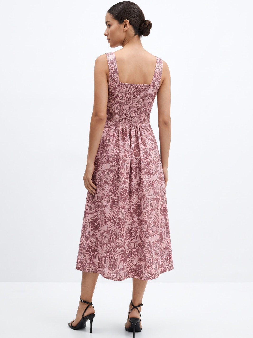 VESTIDO MIDI EN CORTE A SALLY ROSA FLOREADO
