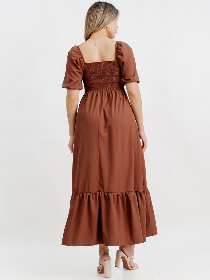VESTIDO CASUAL LARGO FABIA CHOCOLATE
