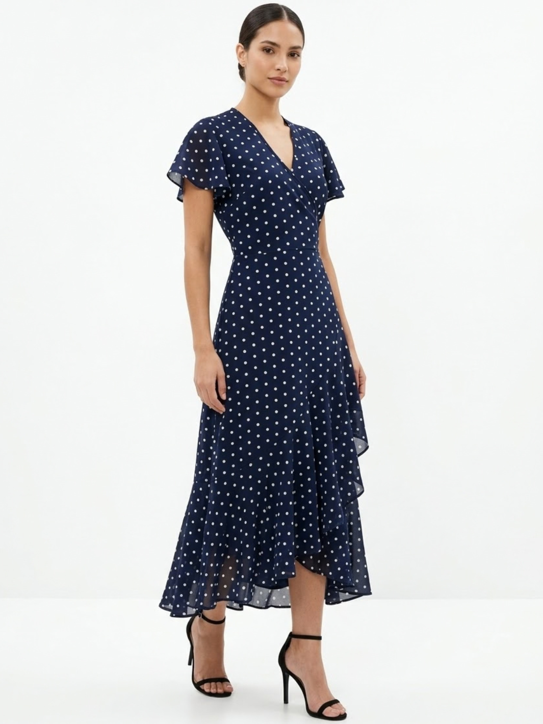 VESTIDO ENVOLVENTE JULIETA AZUL POLKA DOTS