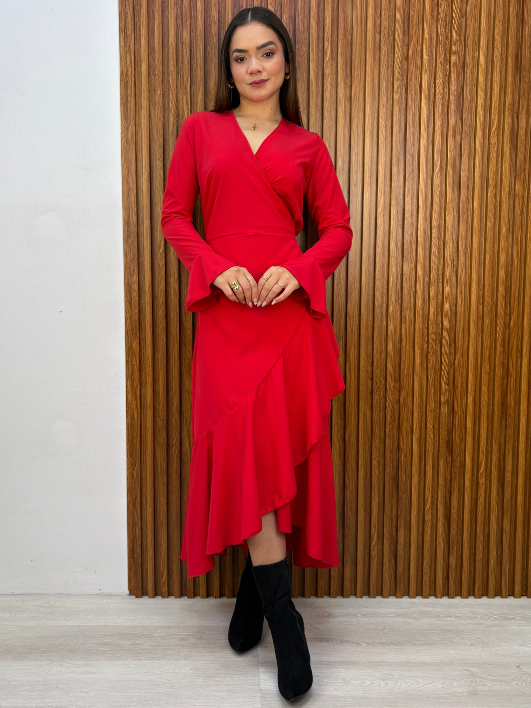 VESTIDO ENVOLVENTE MARIELLA ROJO