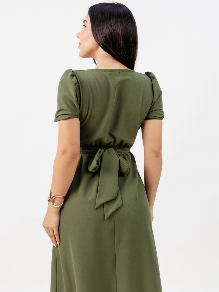 VESTIDO CASUAL LARGO REBECA VERDE