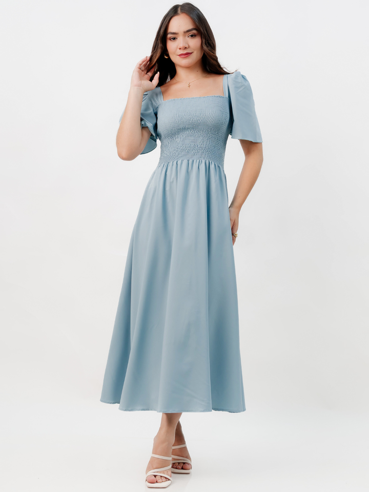 VESTIDO CASUAL LARGO LUCRECIA CEMENTO