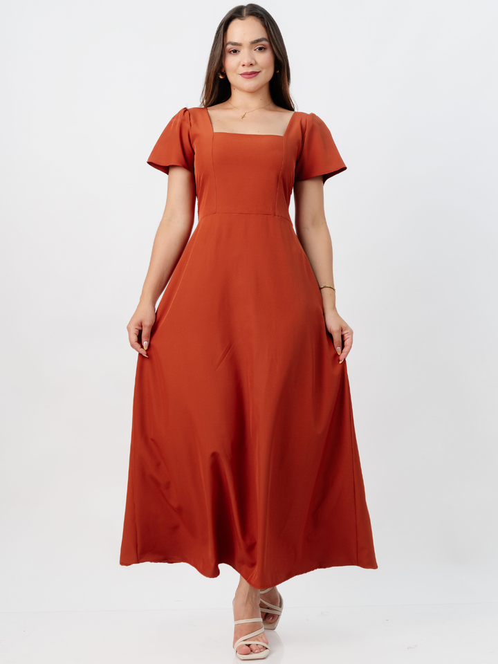 VESTIDO CASUAL LARGO AMELIA RUST